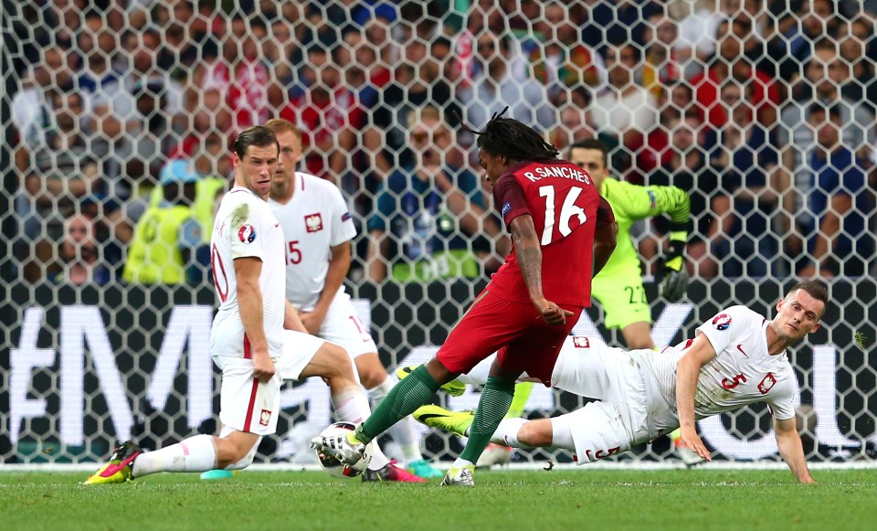 Renato Sanches scored his first ever international goal in the quarter-finals against Poland