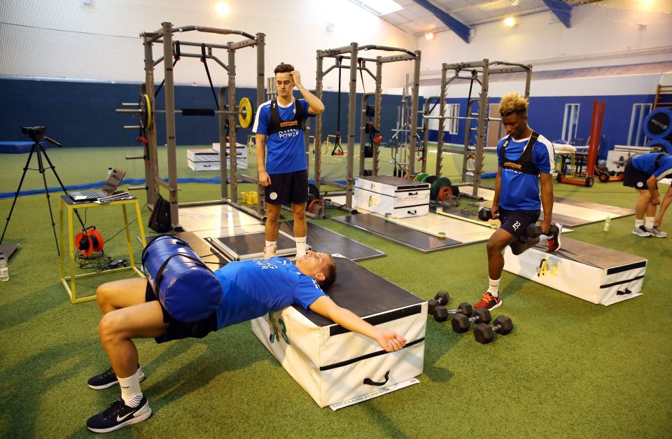 Marc Albrighton worked on his core during the session