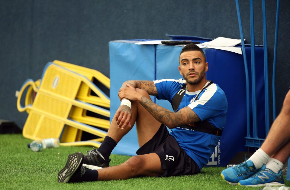 Danny Simpson takes a break after some tough work