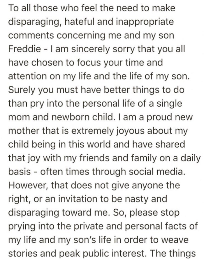 Briana posted a statement on her Twitter page