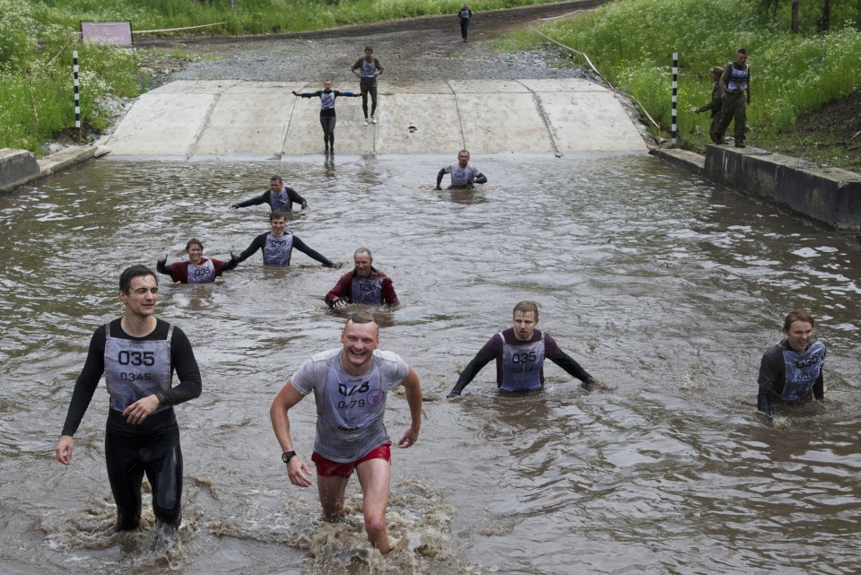 Life is what you lake it... runners had to wade through waist-high water in one section