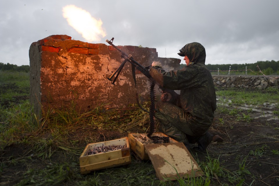 Cadets were pictured firing off weapons as part of the event, which took place in the western half of the country