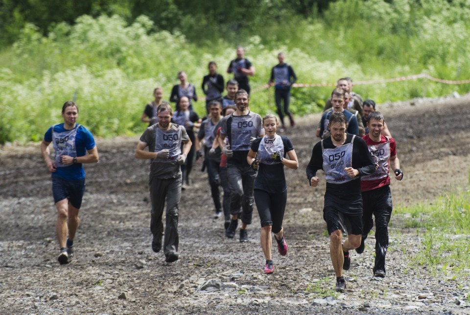 Runners faced long sprints before throwing themselves into muddy assault sections of the course