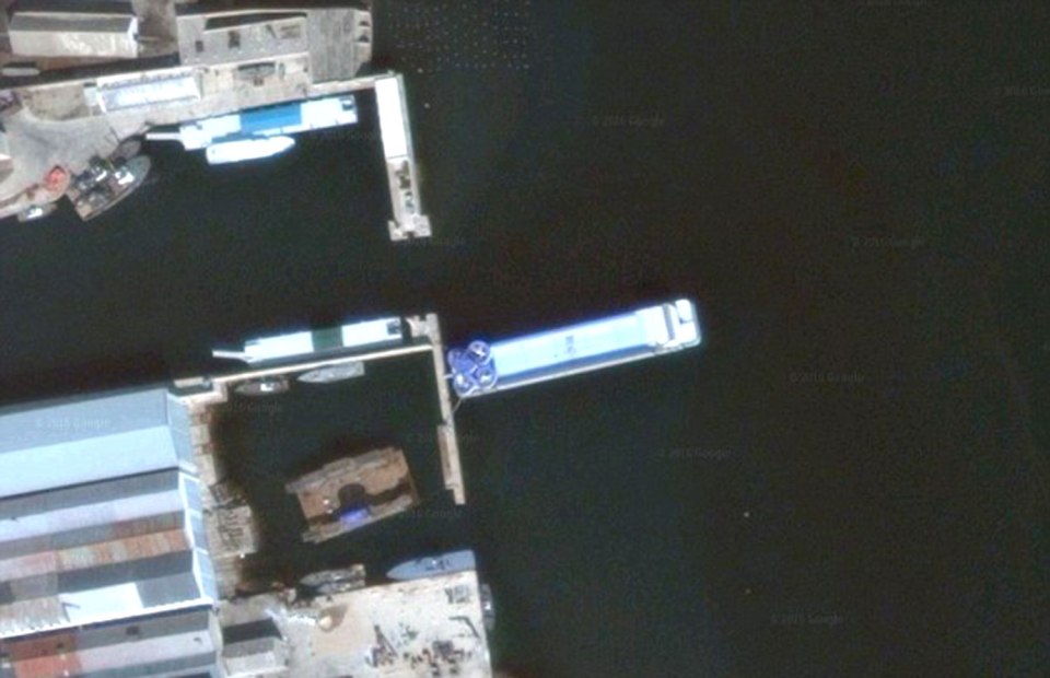 The 'pleasure barge' just off of the port city of Wonsan can still be seen by satellite today