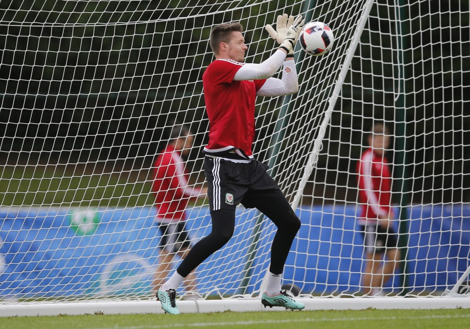  Wayne Hennessey gets in some practice before Portugal showdown