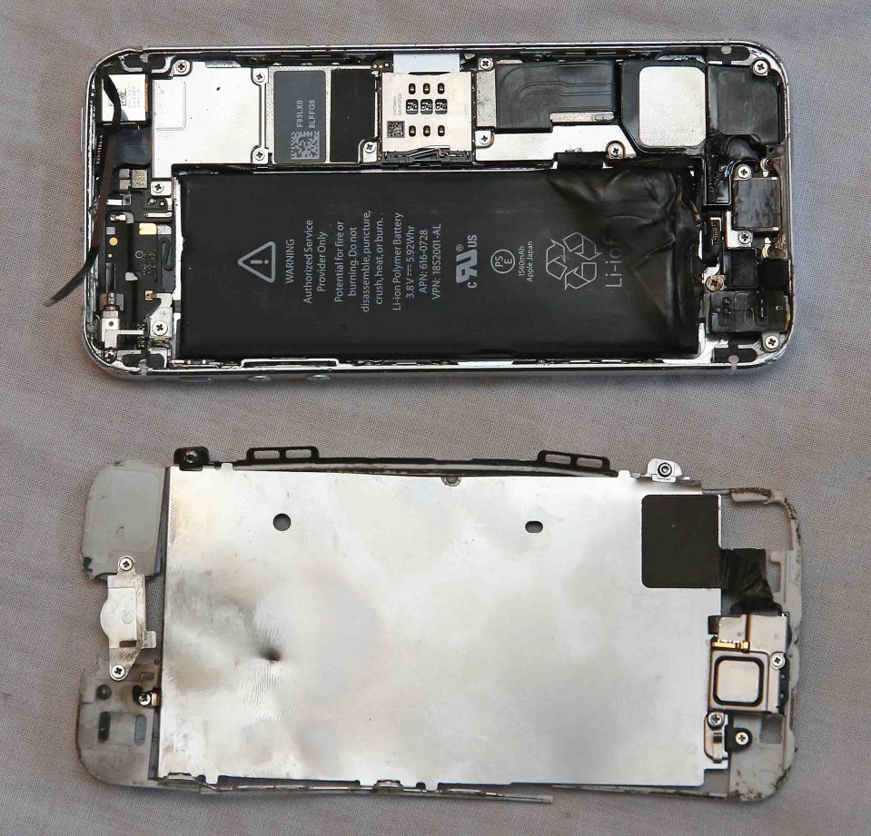  This is what was left of the iPhone after the alleged explosion