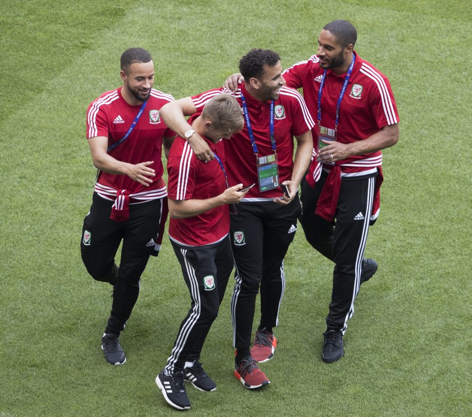  The Welsh players looked relaxed ahead of the massive game in Lyon