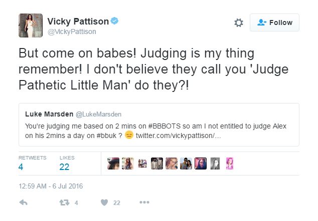 Vicky and Luke exchanged words about her books, TV show and weight loss journey during their feud 