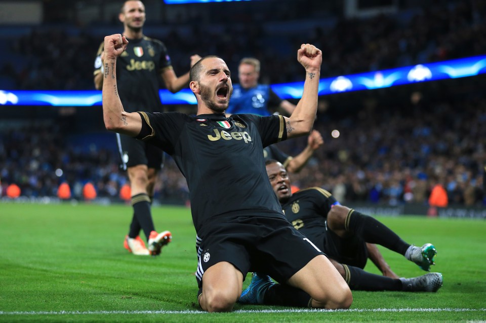 FILE PHOTO: Juventus reportedly reject bid from Manchester City for defender Leonardo Bonucci Juventus' Leonardo Bonucci celebrates his sides win after the final whistle. ... Soccer - UEFA Champions League - Group D - Manchester City v Juventus - Etihad Stadium ... 15-09-2015 ... Manchester ... Spain ... Photo credit should read: Mike Egerton/EMPICS Sport. Unique Reference No. 24119691 ...