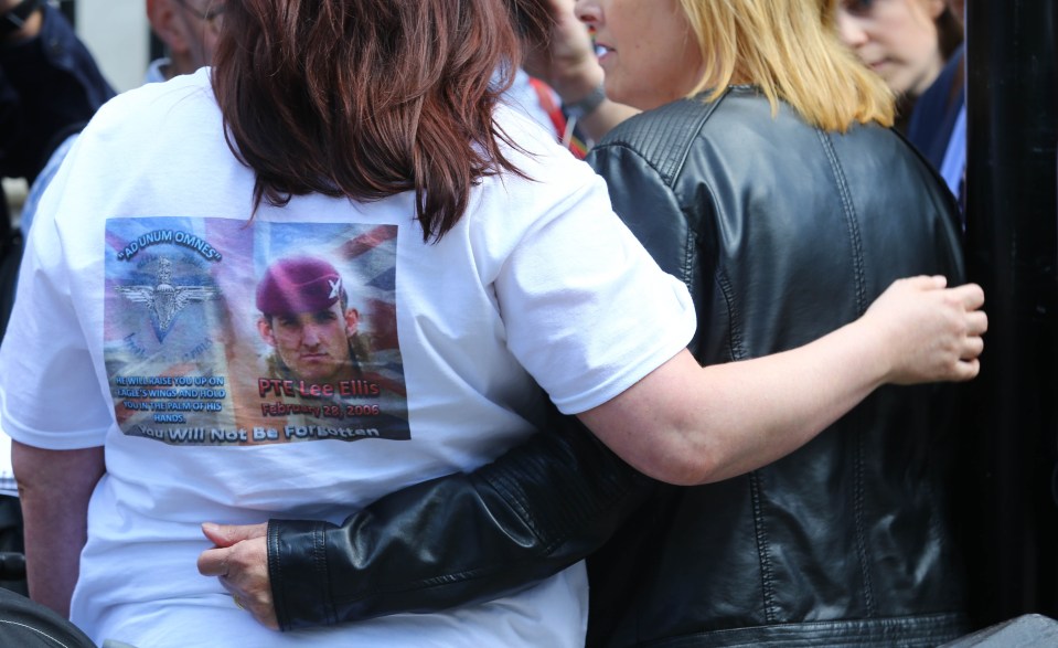  Family of those who died in Iraq speak to the media as they leave the Queen Elizabeth II Centre