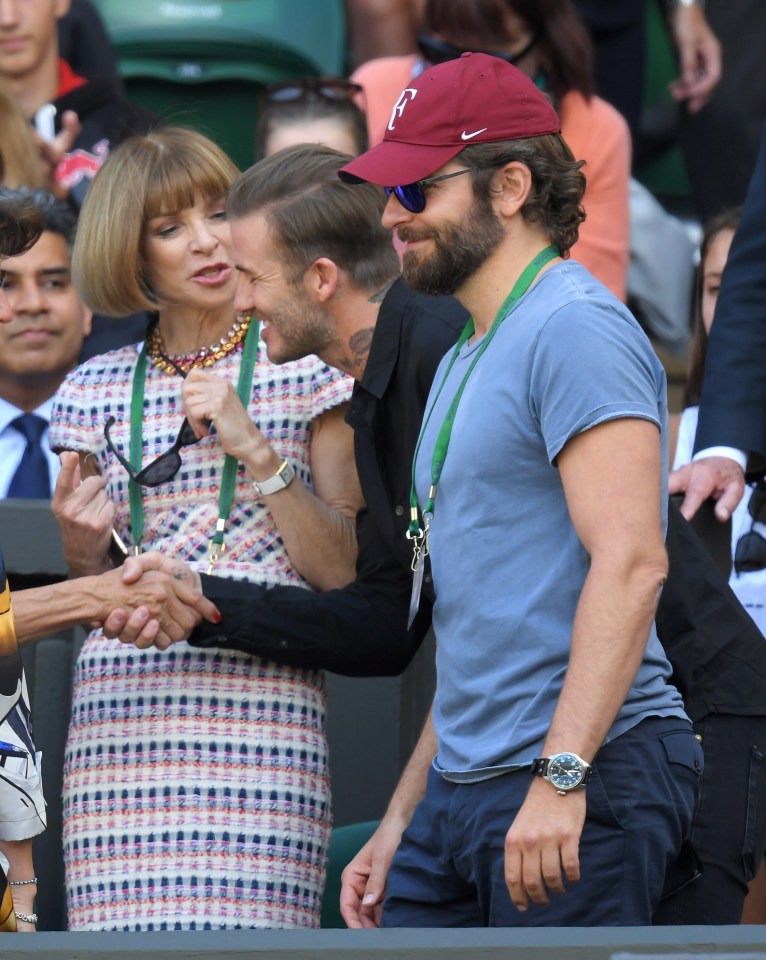 Becks, Anna Wintour and Bradley Cooper in the box on Centre Court today