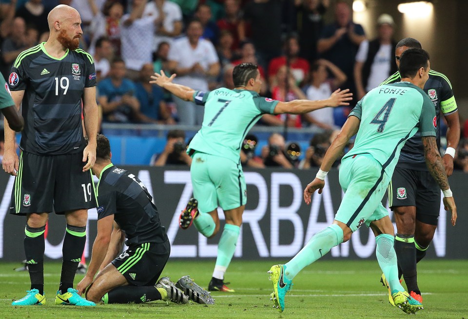  Ronaldo wheels away after netting his third goal of Euro 2016