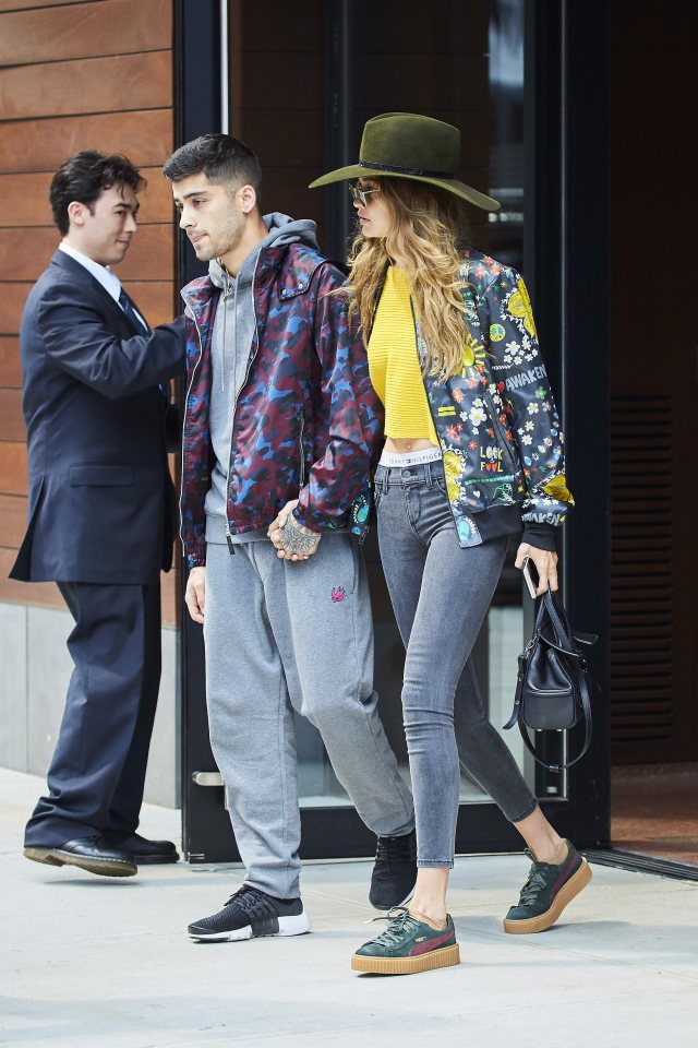  The couple both wore printed bomber jackets