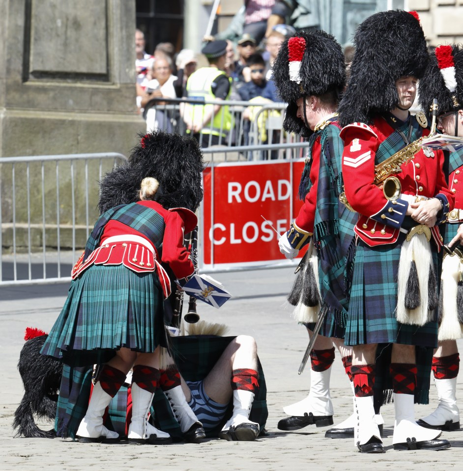  The man fainted revealing his his stripy boxer shorts during the Order of the Thistle service