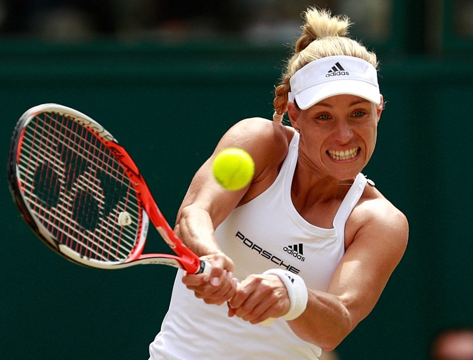 Angelique Kerber of Germany plays a backhand