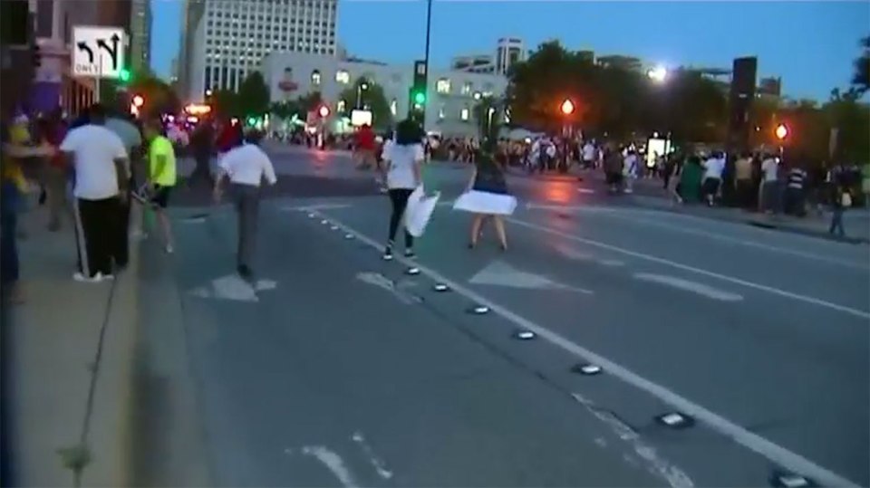 The street quickly emptied as those involved in the rally were left stunned by the shootings, which has now left five people dead