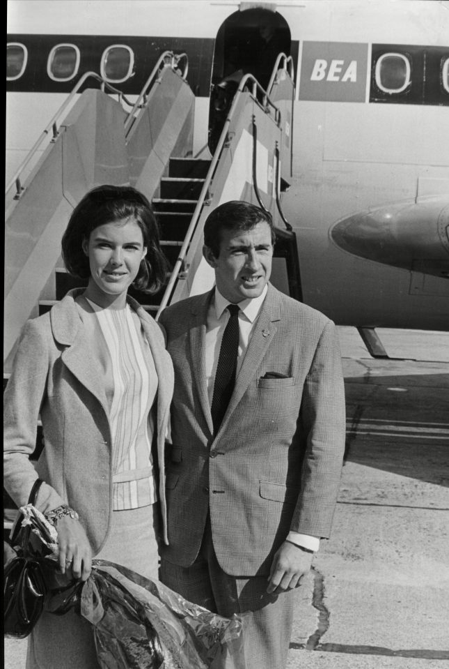 Sir Jackie Stewart Motor Racing Driver With Wife Lady Helen Stewart At London Airport Sir John Young Stewart Obe (born 11 June 1939) Better Known As Jackie Stewart And Nicknamed The Flying Scotsman Is A British Former Racing Driver And Team Owner Fro