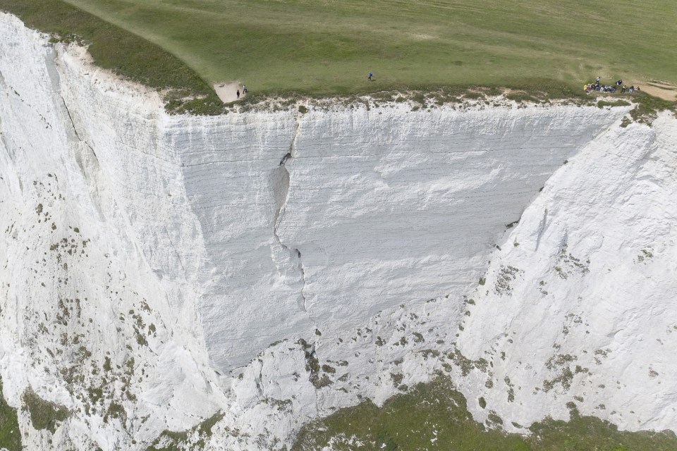  The cliff edge is prone to erosion and fissures in the chalk according to Eastbourne Borough Council