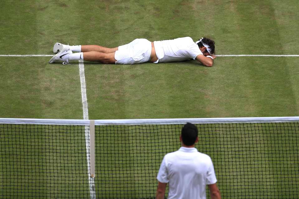  Roger Federer hits the deck as his Wimbledon dream ends thanks to Milos Raonic