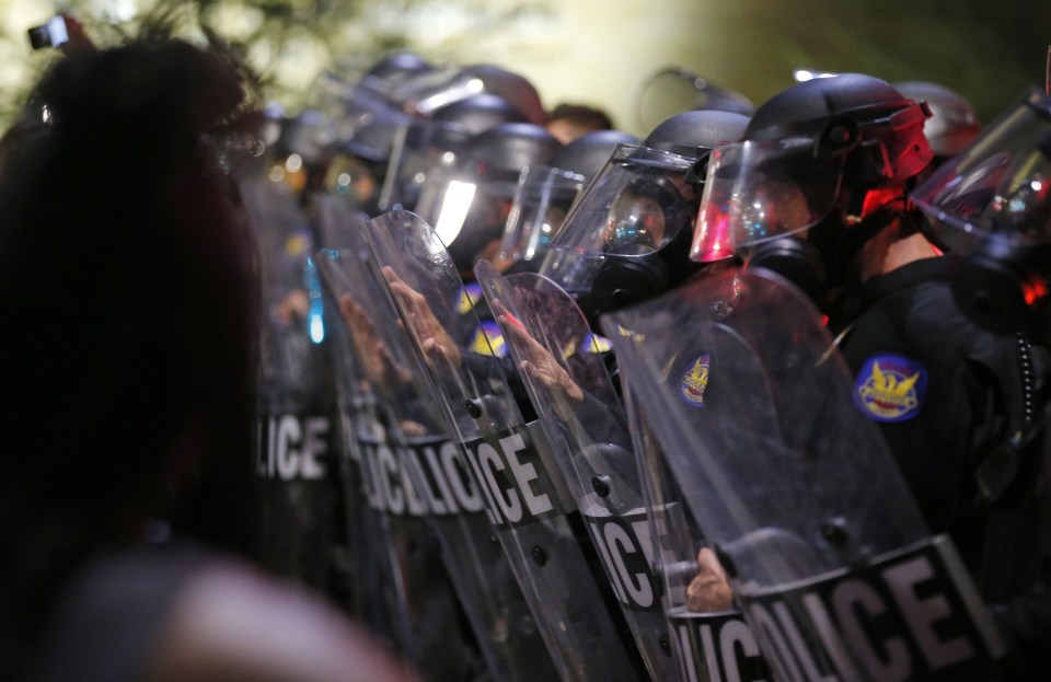 Hundreds of police met the protests but trouble was confined to a few isolated scuffles