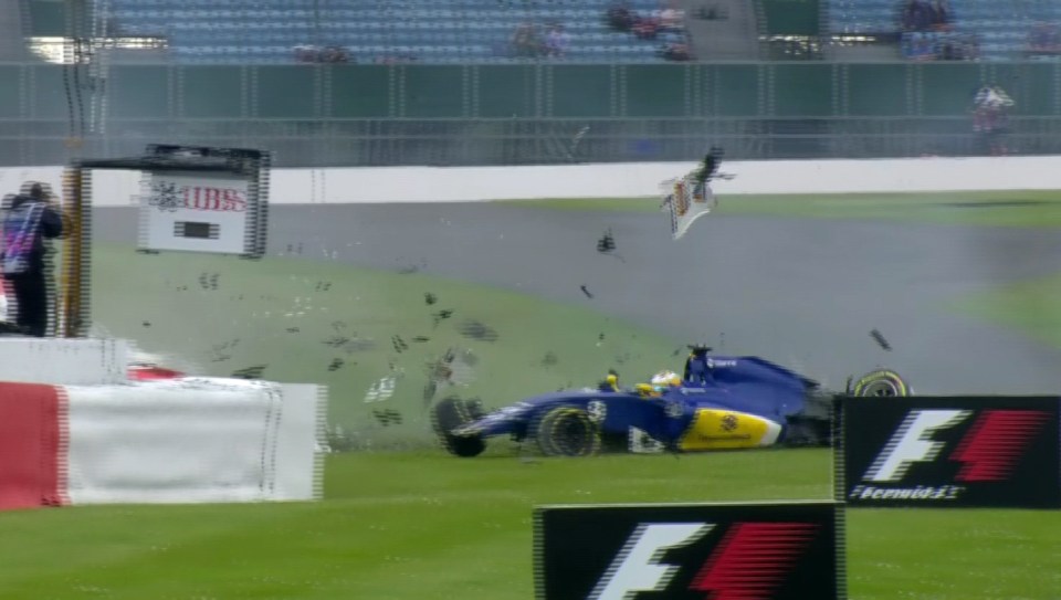 Marcus Ericsson flies into the wall at 150mph during Silverstone practice