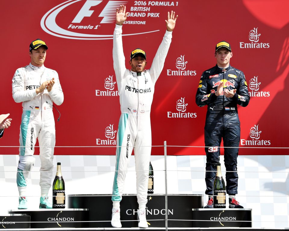  Hamilton, Rosberg and Verstappen celebrated their podium finishes