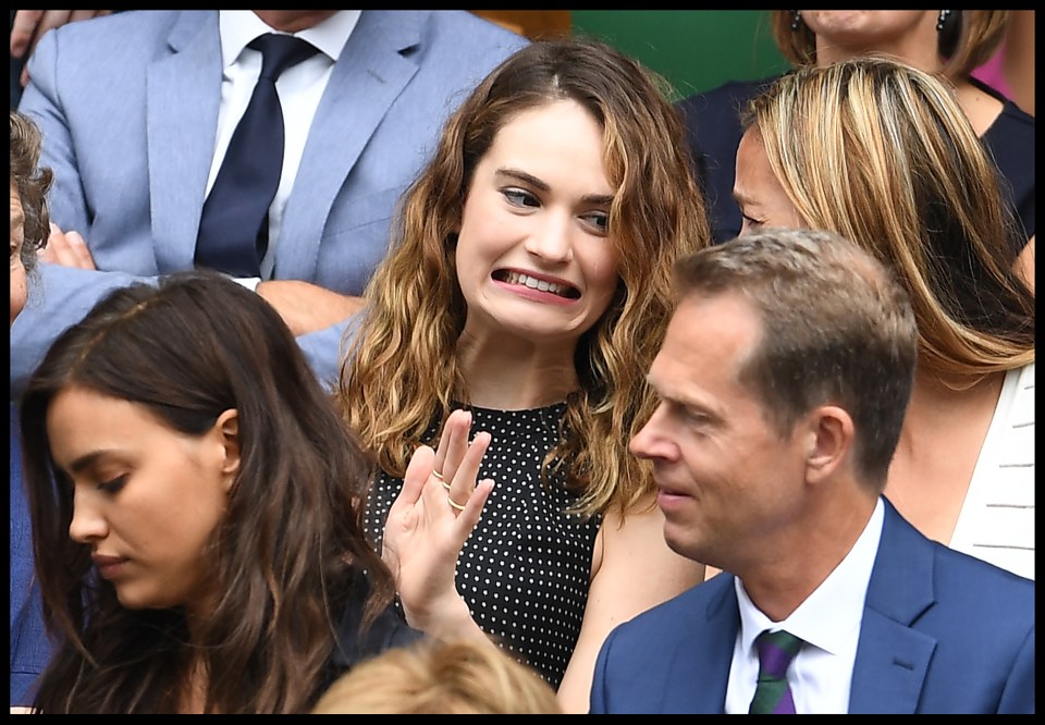  Lily James gritted her teeth when Murray hit one of his shots out