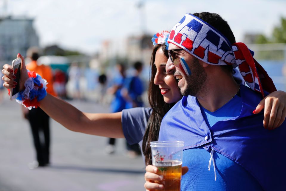 France supporters take a selfie as they