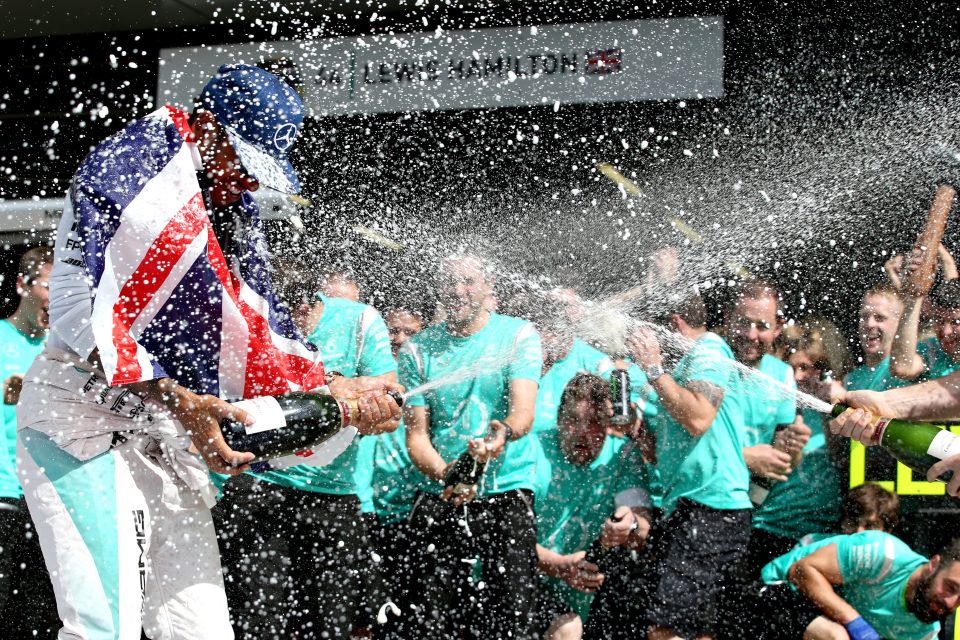 Hamilton sprays away as victory puts team-mate Rosberg under even more pressure