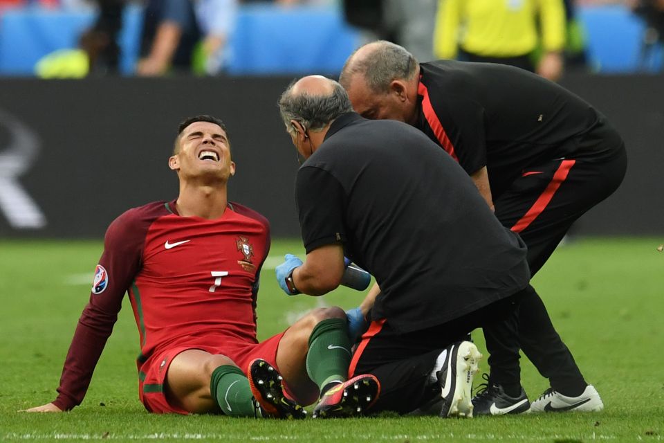 Cristiano Ronaldo was in tears as a knee injury wrecked his Euro 2016 final dreams early at the Stade de France