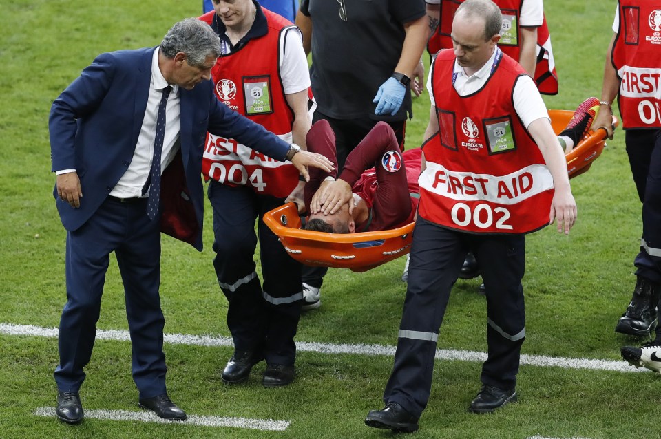  Cristiano Ronaldo is substituted after just 25 minutes of Euro 2016 final