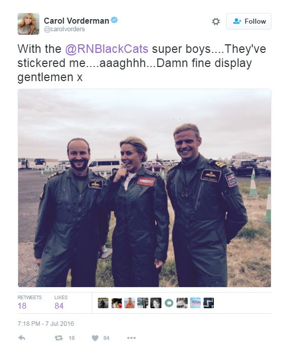 Carol posed for pictures with fellow pilots at the Air Tattoo