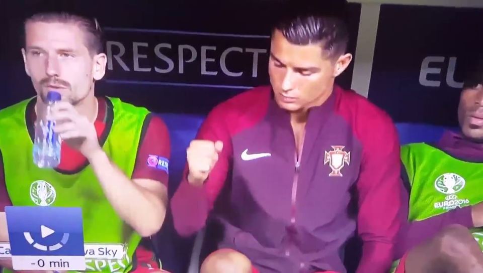  Cristiano Ronaldo bangs his first after reacting to the match