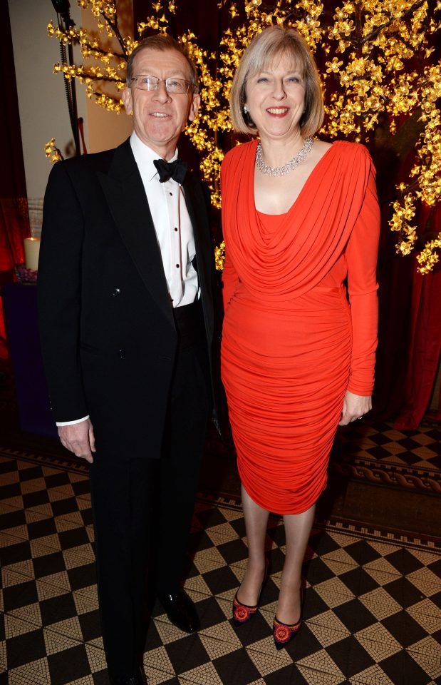 Philip John May and Theresa May The Sugarplum Dinner in 2013 with Mr May now to become the so-called 'First Husband'