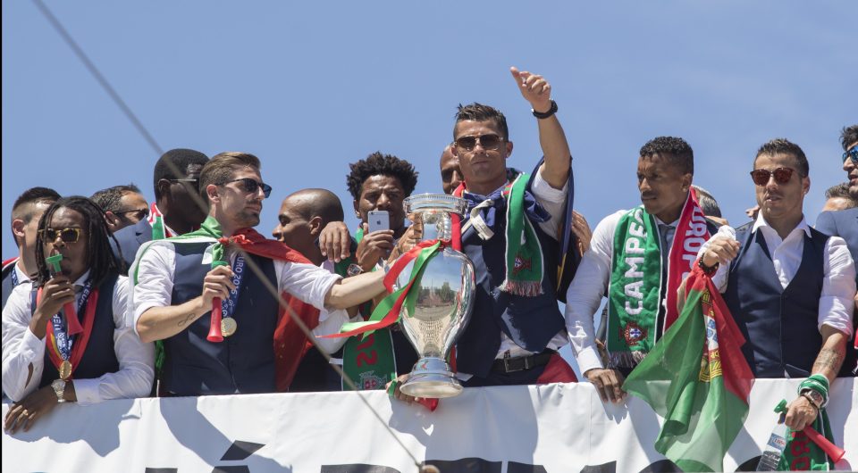 Cristiano Ronaldo led the celebrations when Portugal returned home after Euro 2016