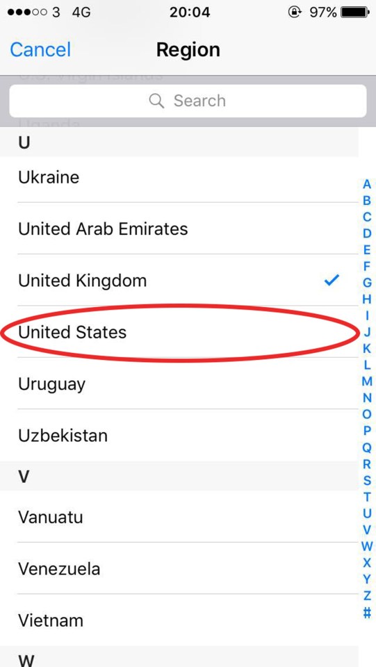  When choosing a region, remember to choose the United States option. If you are asked to provide a payment method, simply click none