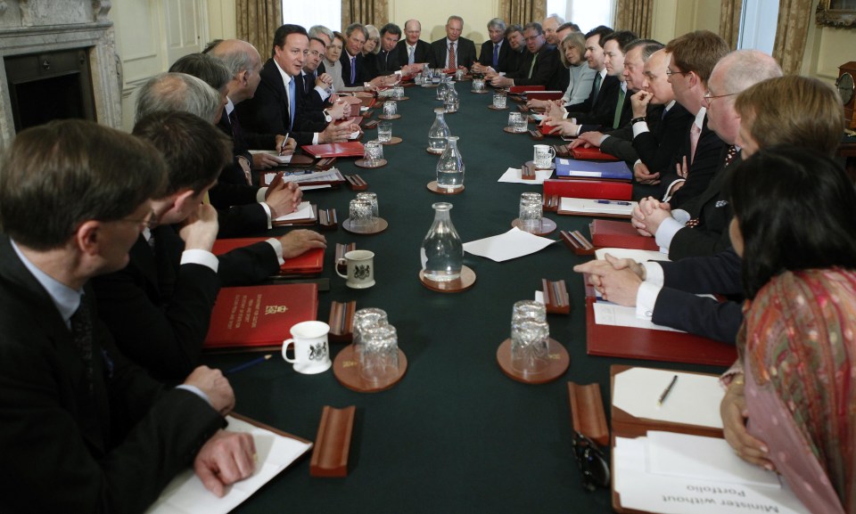  David Cameron chairs fir first Cabinet meeting in 2010 - today he chairs his last