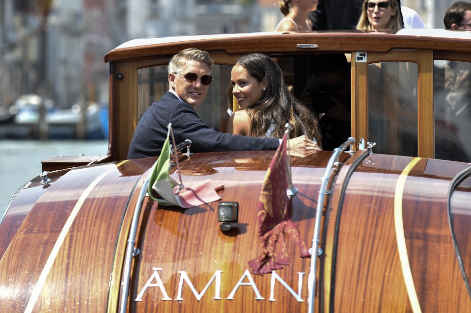  Bastian Schweinsteiger and Ana Ivanovic enjoy their post wedding shot on a Venice boat