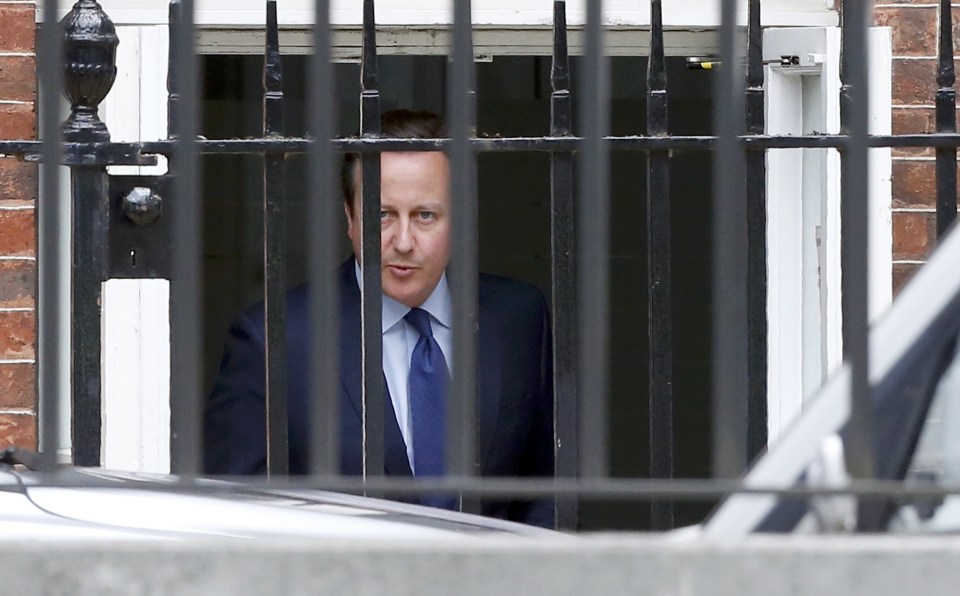  Cameron leaves Downing Street through the back door after chairing his final Cabinet meeting