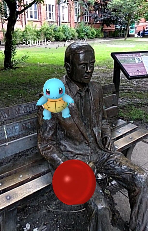  The game sees players try to capture Pokemon, such as Squirtle (pictured)