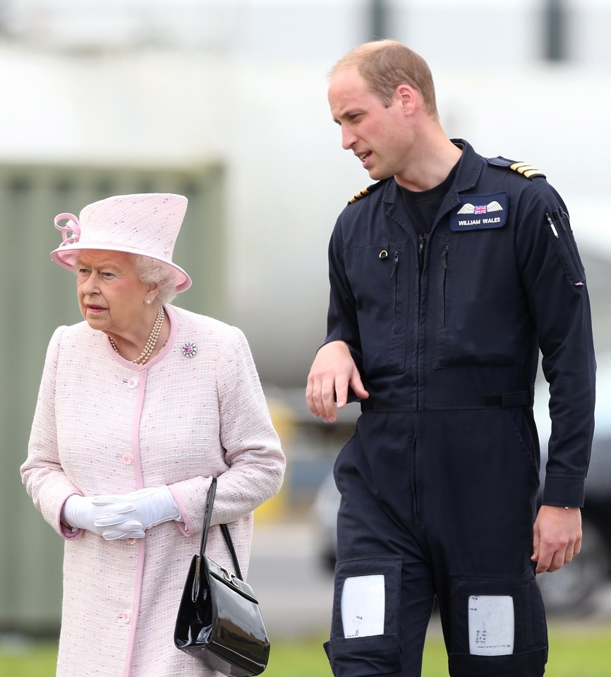 The Queen looked relaxed as she was shown where Prince William will fly out from while working as a helicopter pilot