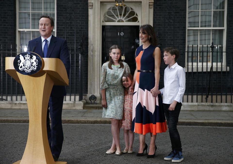  David Cameron and his family as he prepares to leave Downing Street