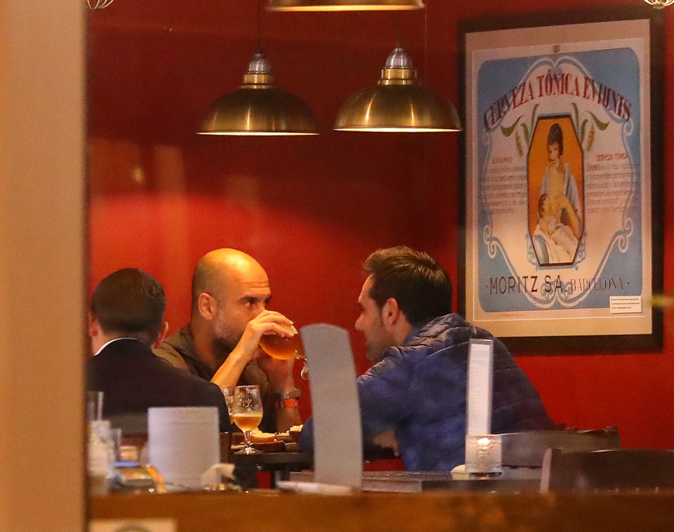  Pep Guardiola relaxes with a pint and some tapas on a night out with friends