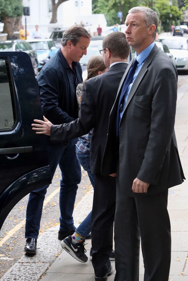  Mr Cameron took a taxi back to his temporary home after meeting George Osborne at a cafe