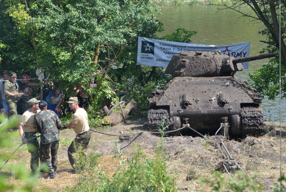  The tank, a T-34-76, was believed to have been crossed a bridge over the river when it fell into the water