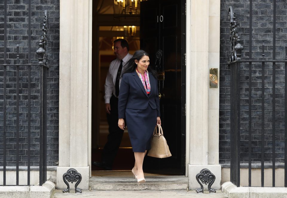  State school edcuated Priti Patel emerges from No10 with the new Cabinet post of International Development Secretary