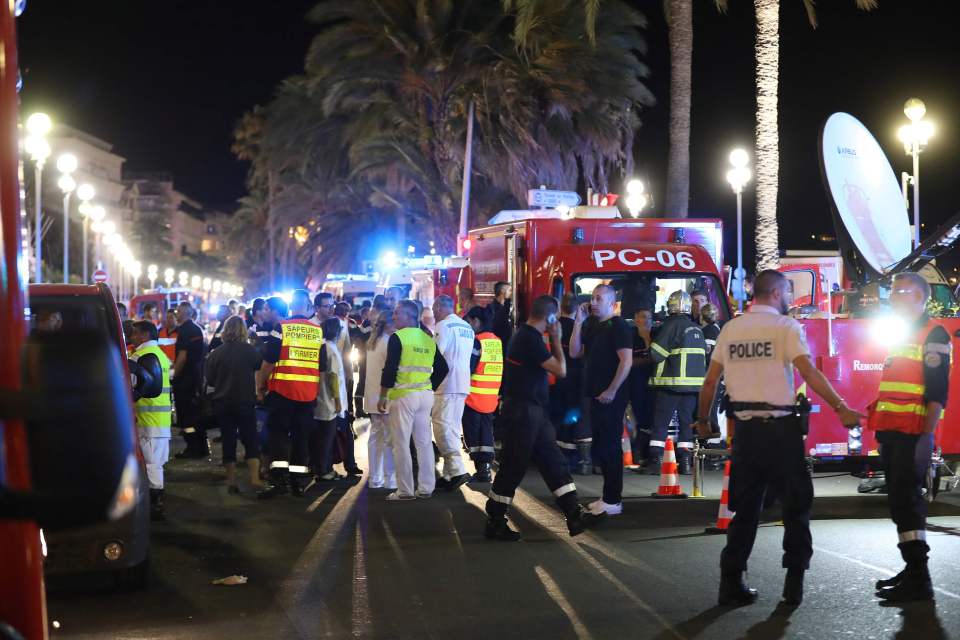  Emergency services respond to the Bastille day attack in Nice