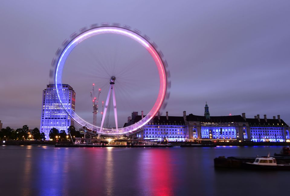  Landmarks including the London Eye were lit up in red, white and blue following Thursday's attack