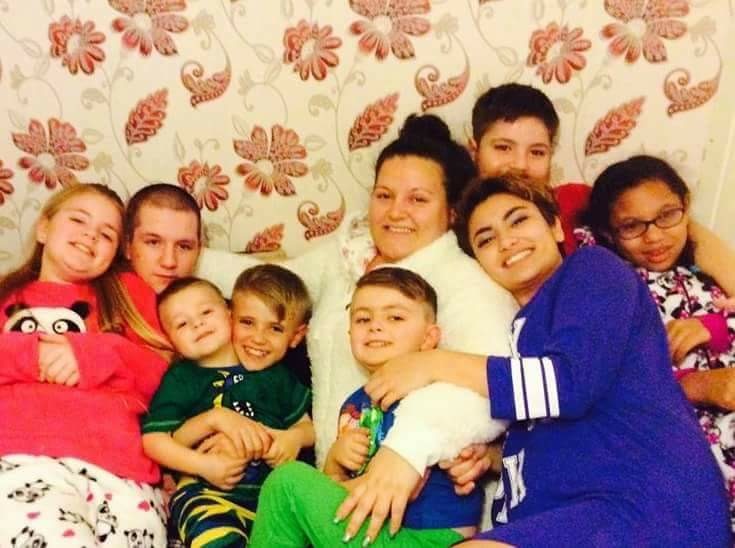 Stacey Stevens, from Suffolk, pictured with her eight children