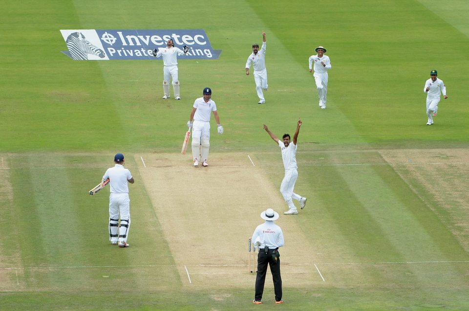 Pakistan star Rahat Ali successfully appeals for the wicket of England captain Alastair Cook as the tourists took a match-winning grip in the series opener 